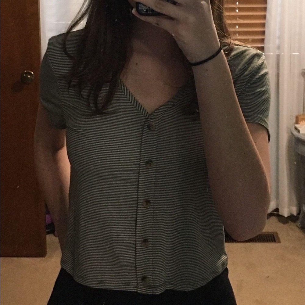 olive striped crop top